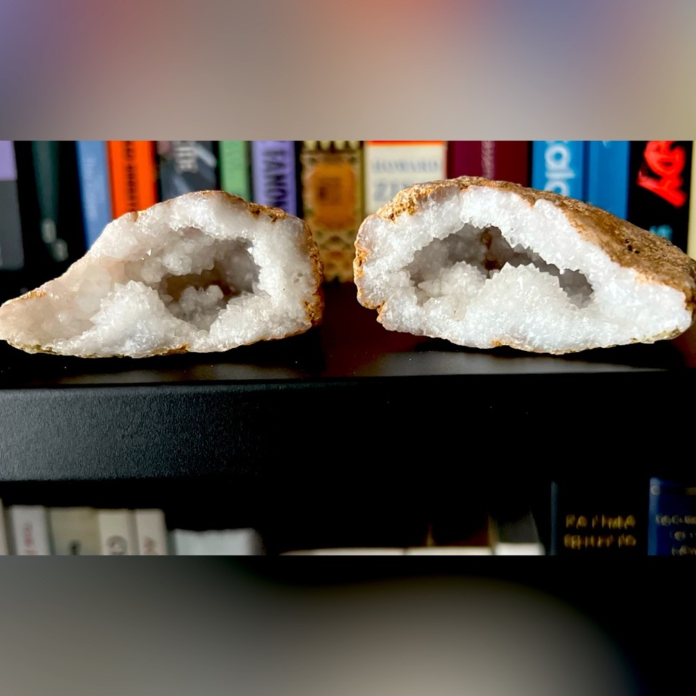 Quartz Geode- Crystalline Hollow Rock - 2 pieces- originates from Morocco